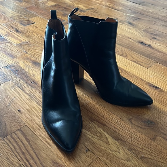 & Other Stories black real leather heeled ankle booties - Picture 3 of 4